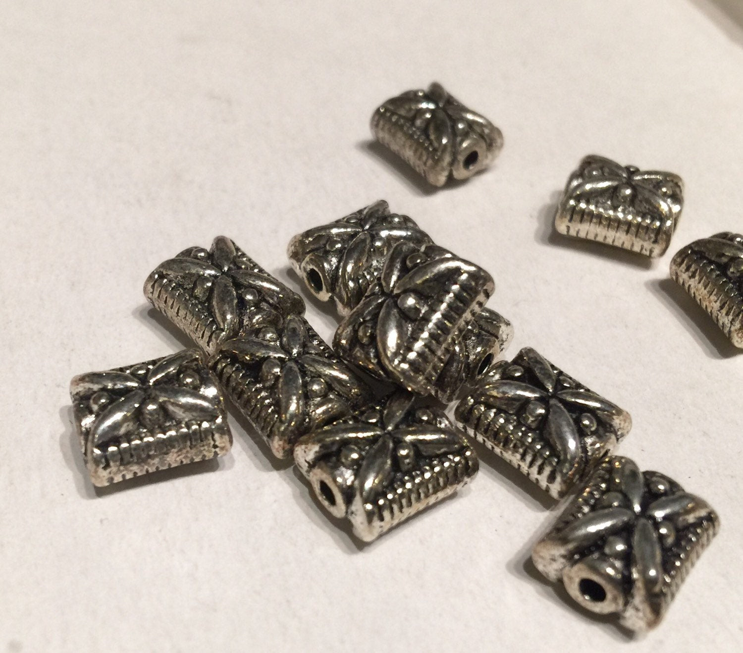 9mmX10.5mm Tibetan Silver Rectangle spacer Beads fine quality antique silver style 6pcs #FDP217