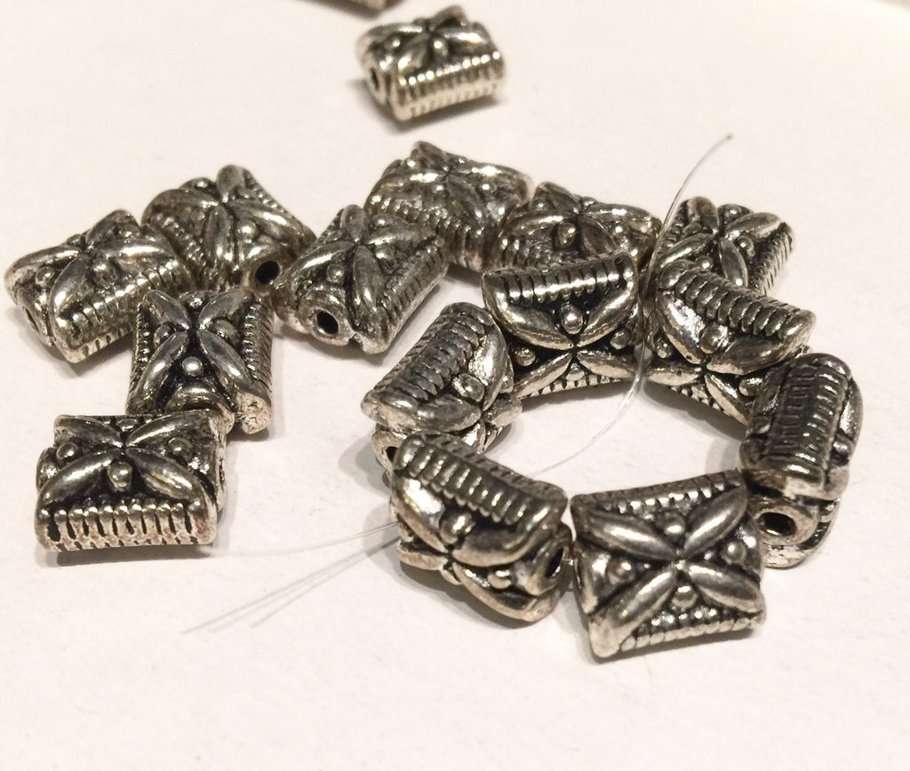 9mmX10.5mm Tibetan Silver Rectangle spacer Beads fine quality antique silver style 6pcs #FDP217