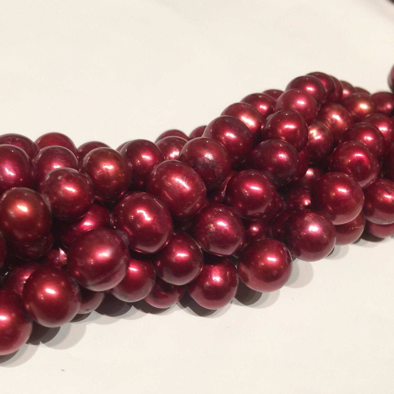 AA 9-10mm Round Cultured Freshwater Pearl, 15" strand Fire Red loose pearl beads, luster Excellent Bargain #RS2064