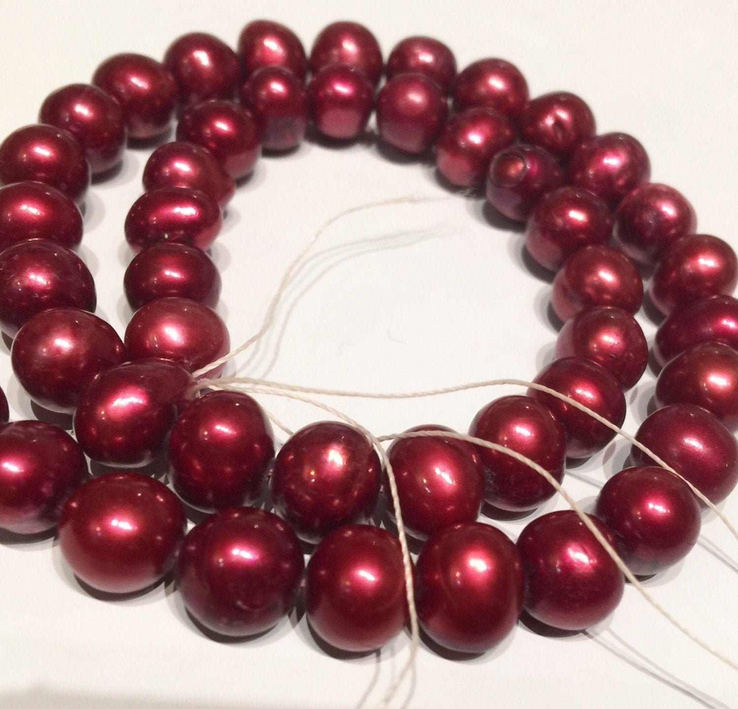 AA 9-10mm Round Cultured Freshwater Pearl, 15" strand Fire Red loose pearl beads, luster Excellent Bargain #RS2064