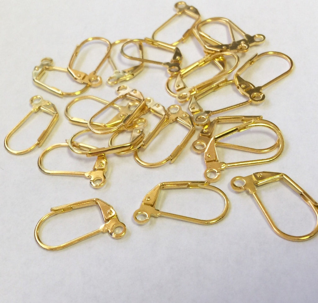 18K Gold plated over Copper Lever Back Earring Wire with French Ring  yellow gold- Nickel Free  - finding