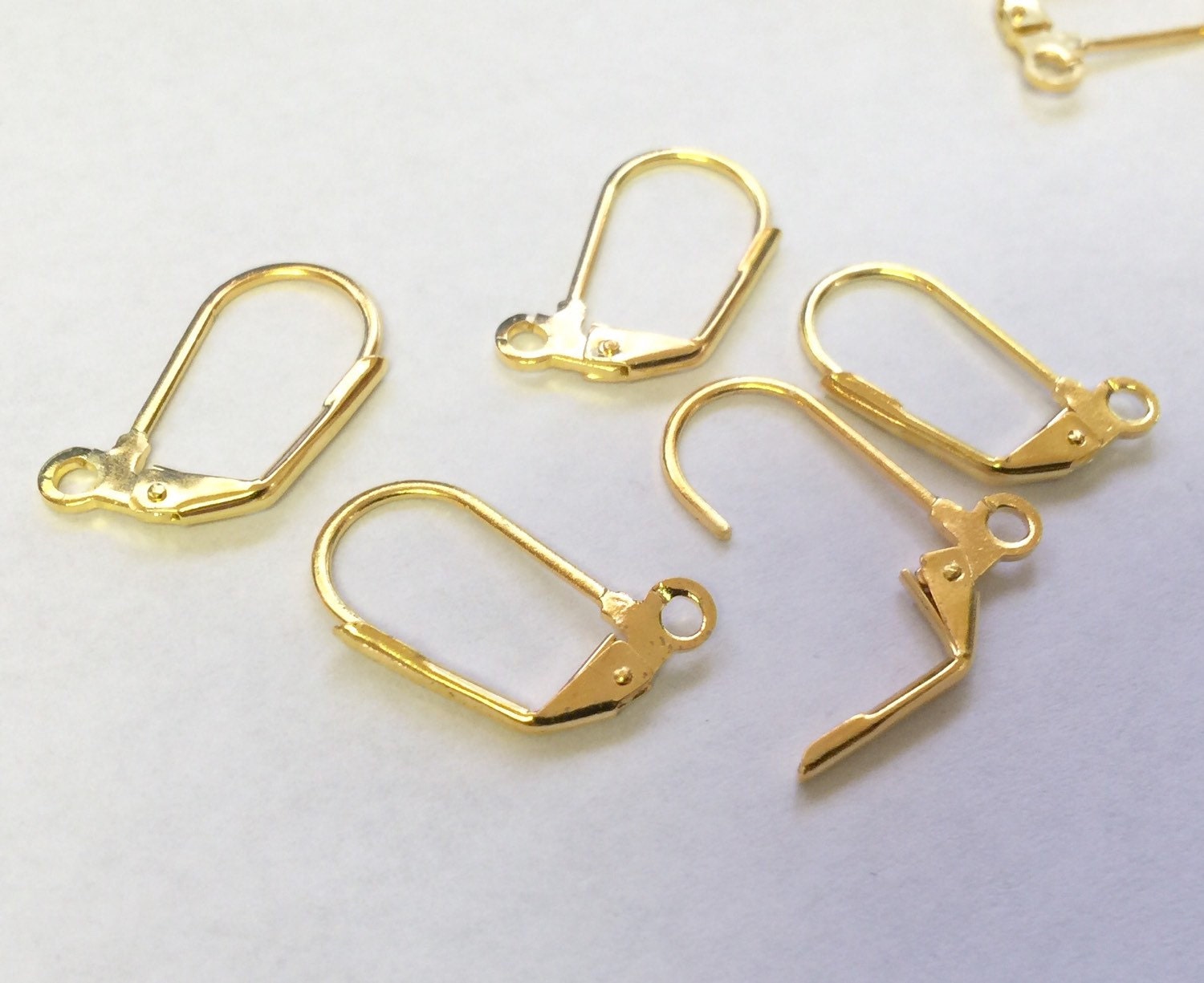 18K Gold plated over Copper Lever Back Earring Wire with French Ring  yellow gold- Nickel Free  - finding