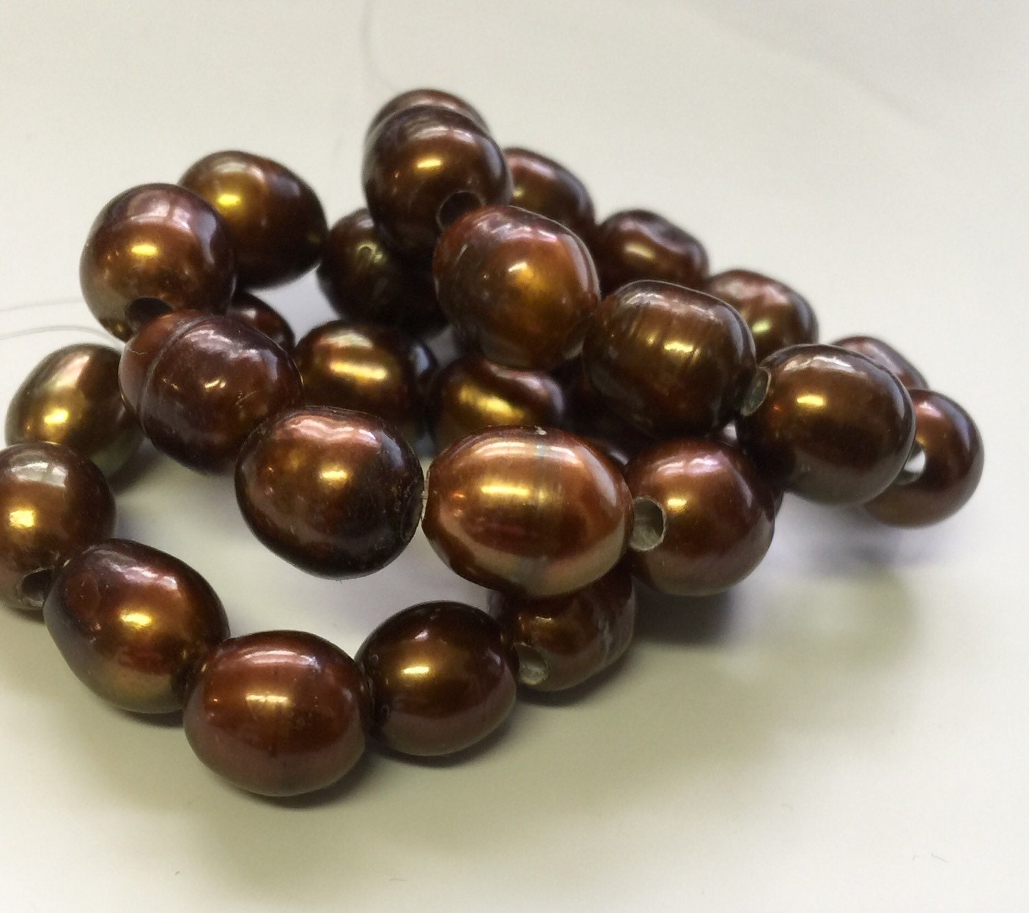 Large Hole 8mm X 9-10mm Pearl beads Freshwater Pearls 2.5mm Dark brown color nugget pearl 10 Pc baroque Rice Pearl wholesale #LH8055