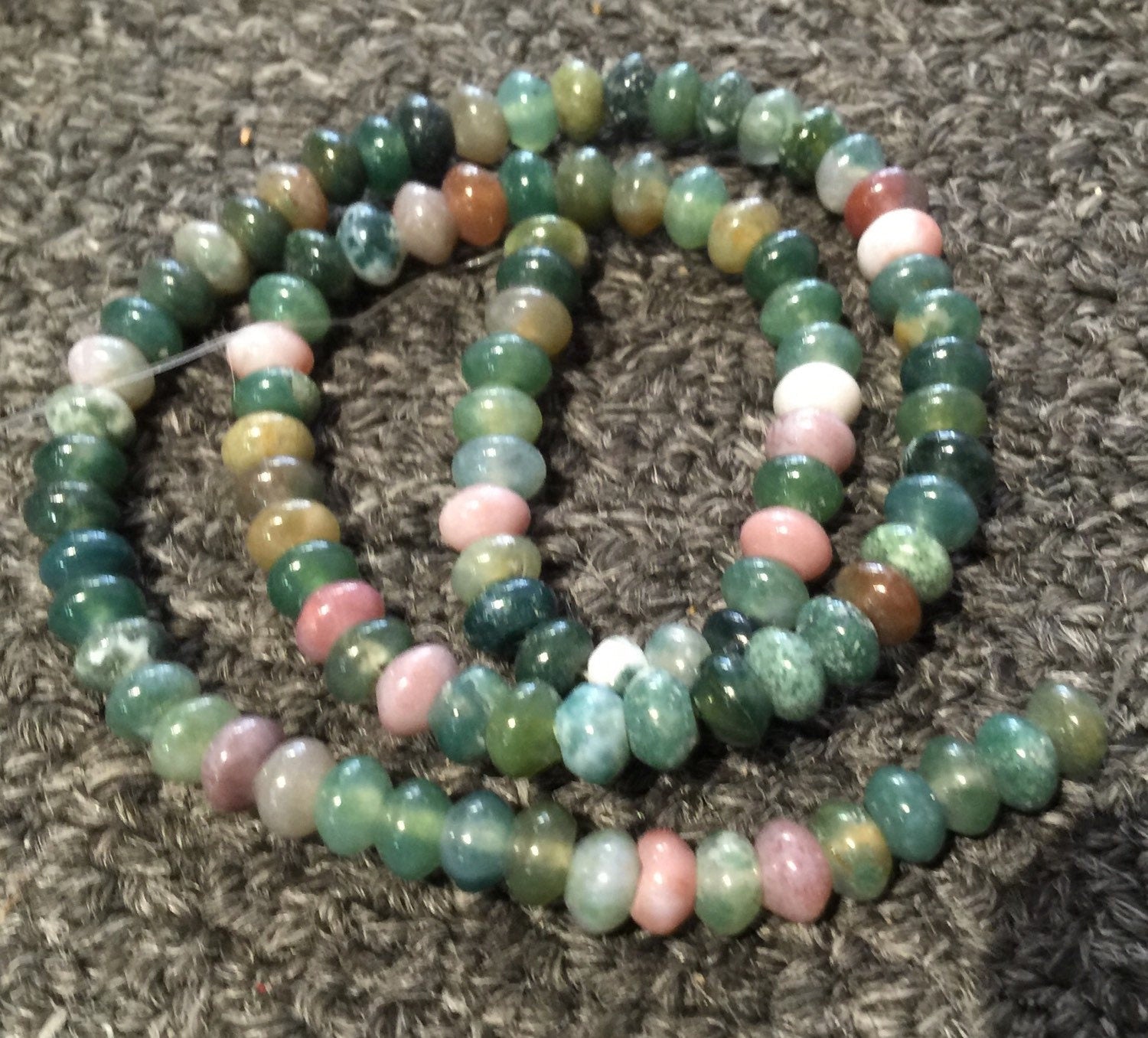 6x4mm multiple color deep green brown pink spacer jade gemstone FULL strand 15.5" 95 pieces design craft gemstone---New Arrival Sale #SBA001