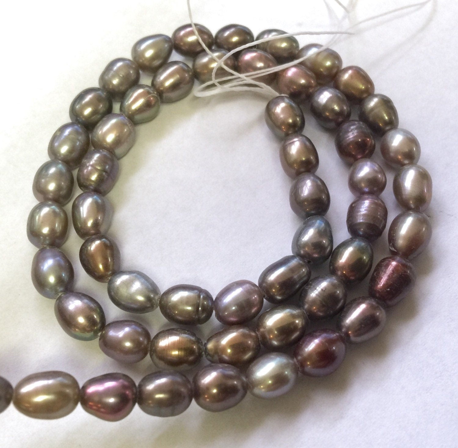 Rice Pearl, Oval Pearl, Freshwater Pearl,  peacock grey pearl 6mm X 8mm 15 inches full strand 55pc #DR3202