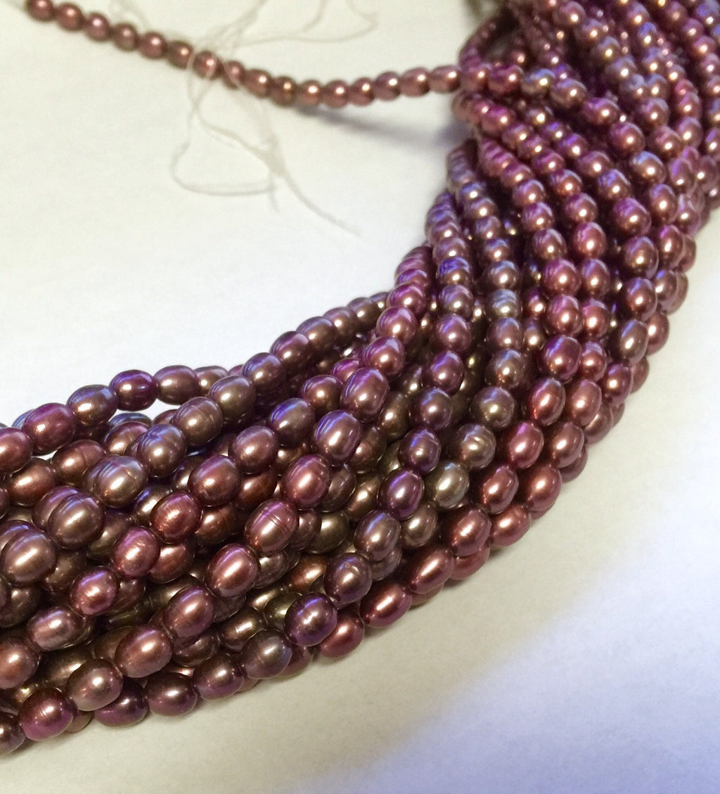 Rice Pearl, Oval Pearl, Freshwater Pearl, vintage wine red pearl, mulburrey 5mm X 6mm 15 inches full strand 65pc #DR3207