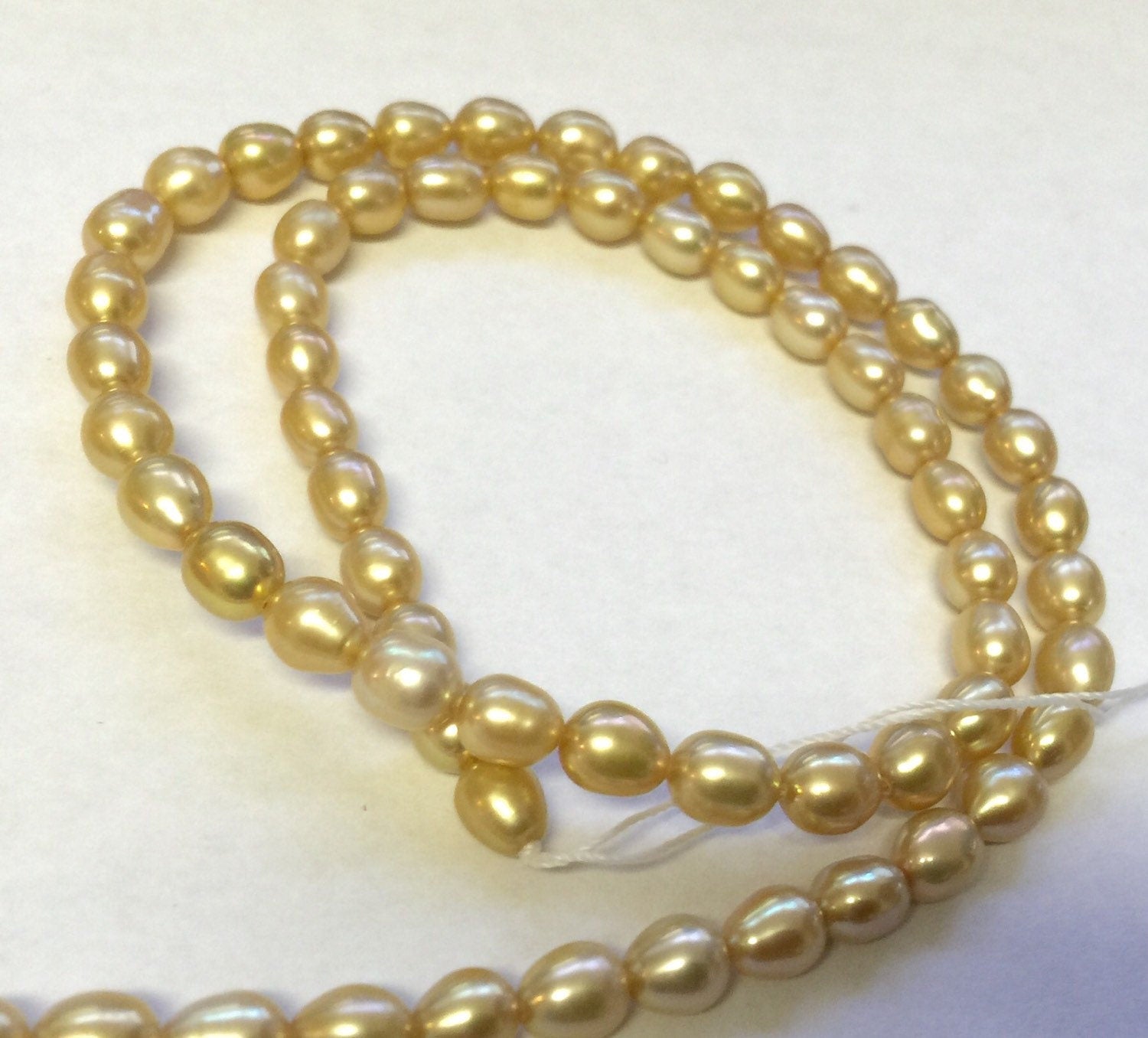 AA 5mm X 6mm Rice Pearl, Oval Pearl, Freshwater Pearl,  yellow champagne pearl 15 inches full strand 65pc #DR32