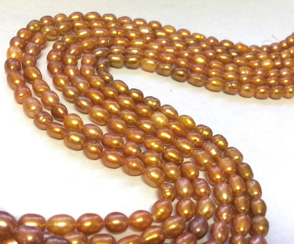 Rice Pearl, Oval Pearl, Freshwater Pearl, bronze pearl 6mm X 8mm 15 inches full strand 55pc #DR3208