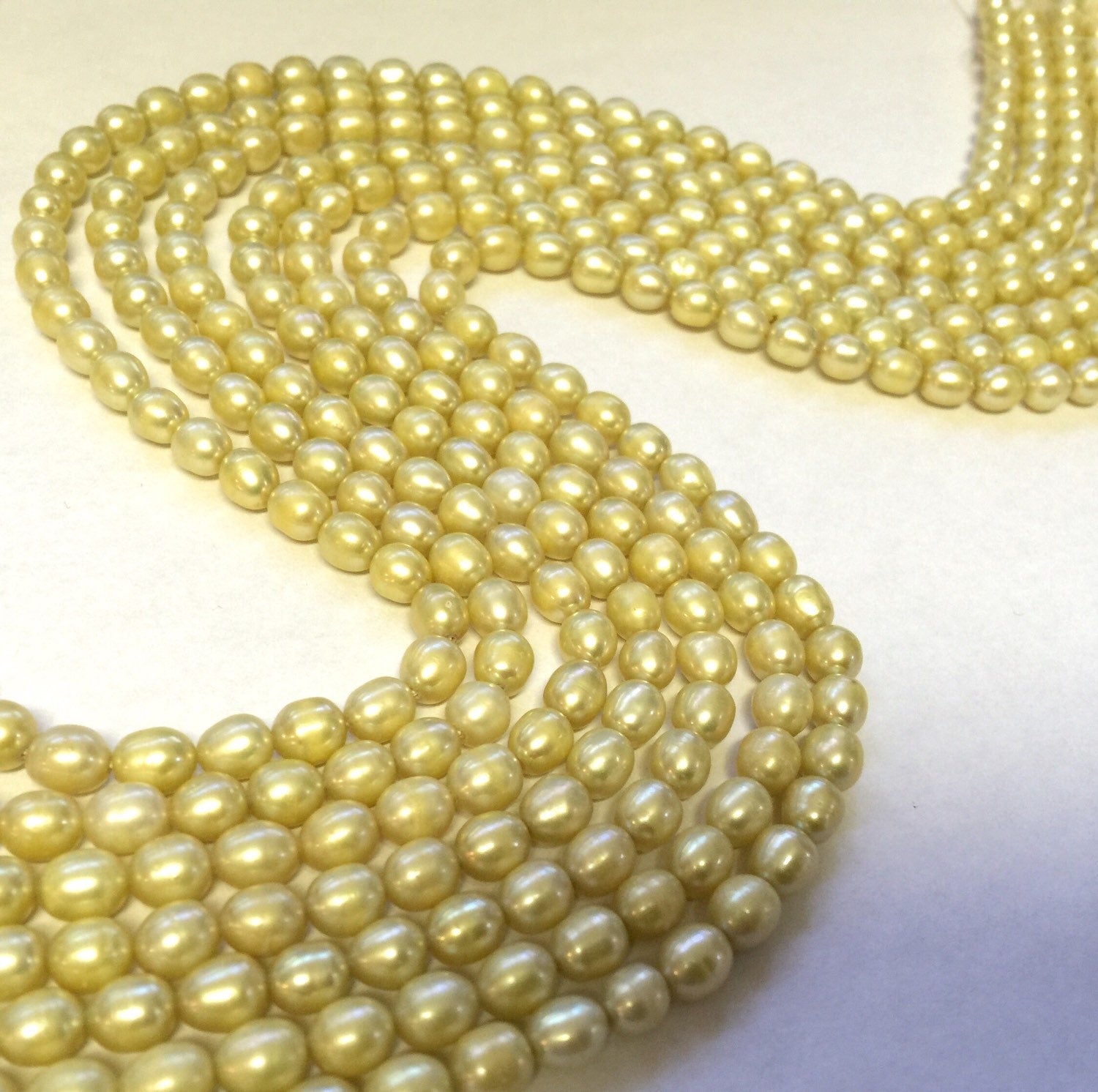 AA quality 5mm X 6mm Rice Oval Freshwater Pearl Fresh yellow Lemon pearl for design 15" full strand 65pc #DR3210