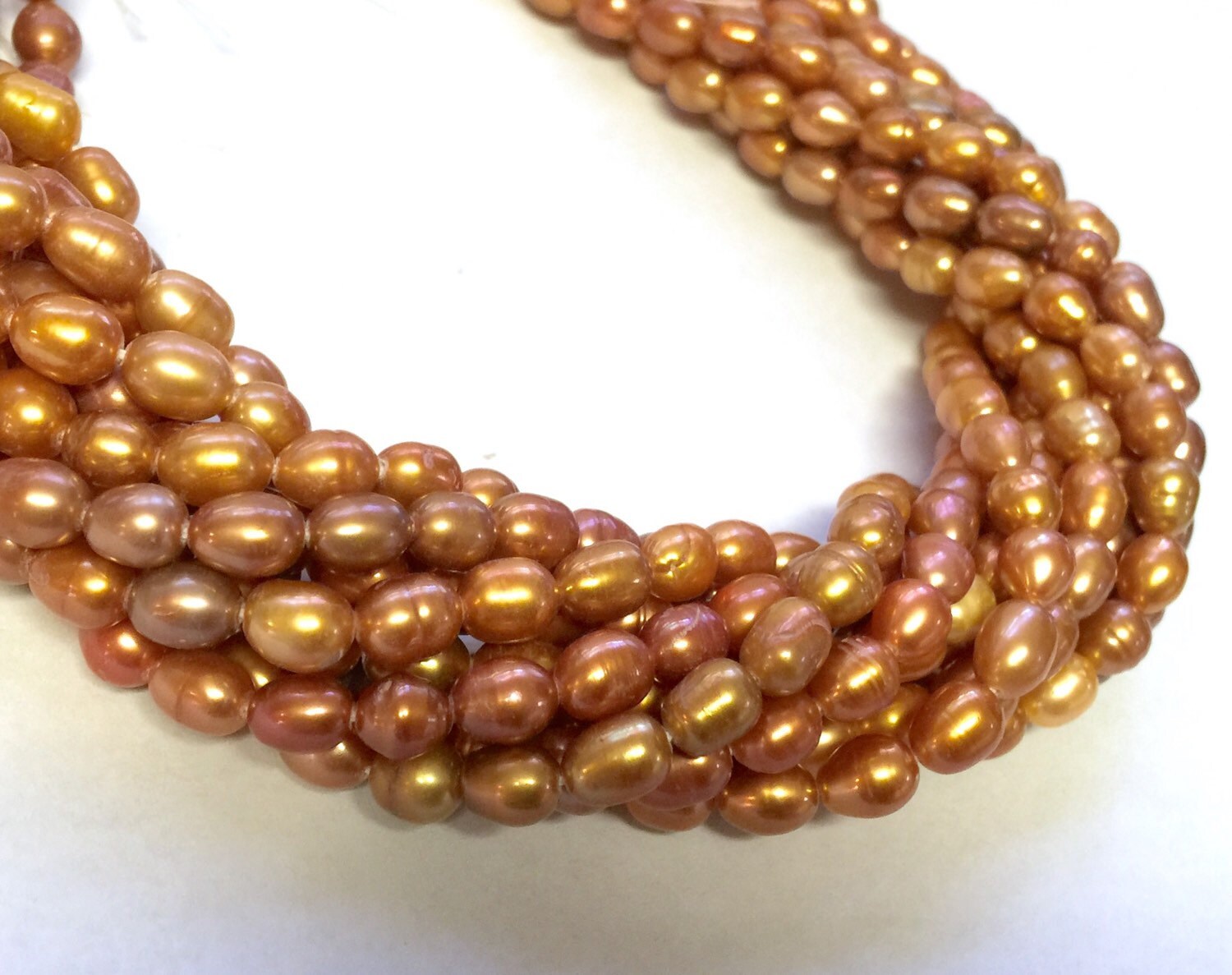 Rice Pearl, Oval Pearl, Freshwater Pearl, bronze pearl 6mm X 8mm 15 inches full strand 55pc #DR3208
