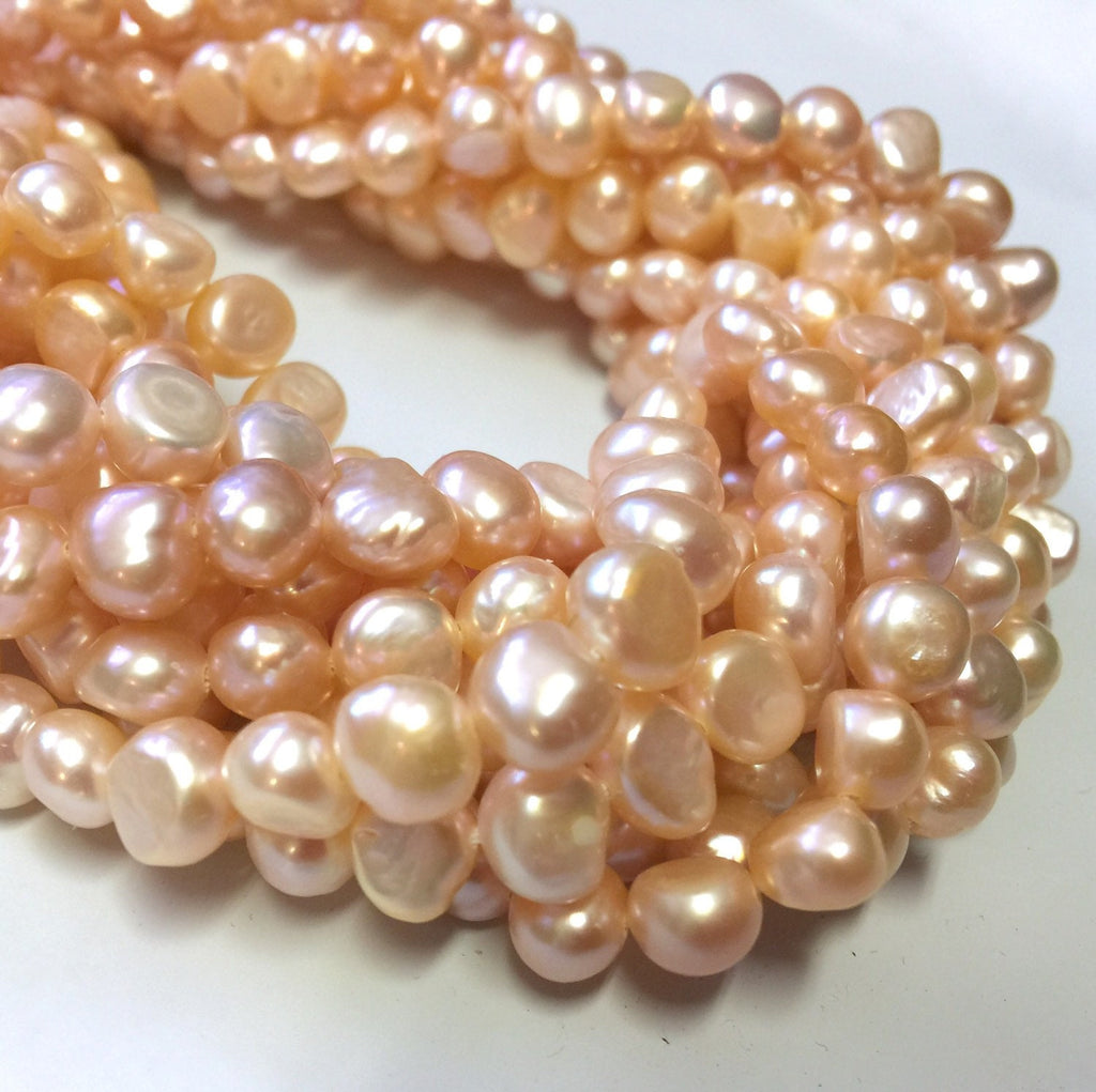 AA+ 7mm Corn Nugget Pearl Baroque Pearl Freshwater Pearl natural pink, 16'' full strand 50 pieces plus #CB6061