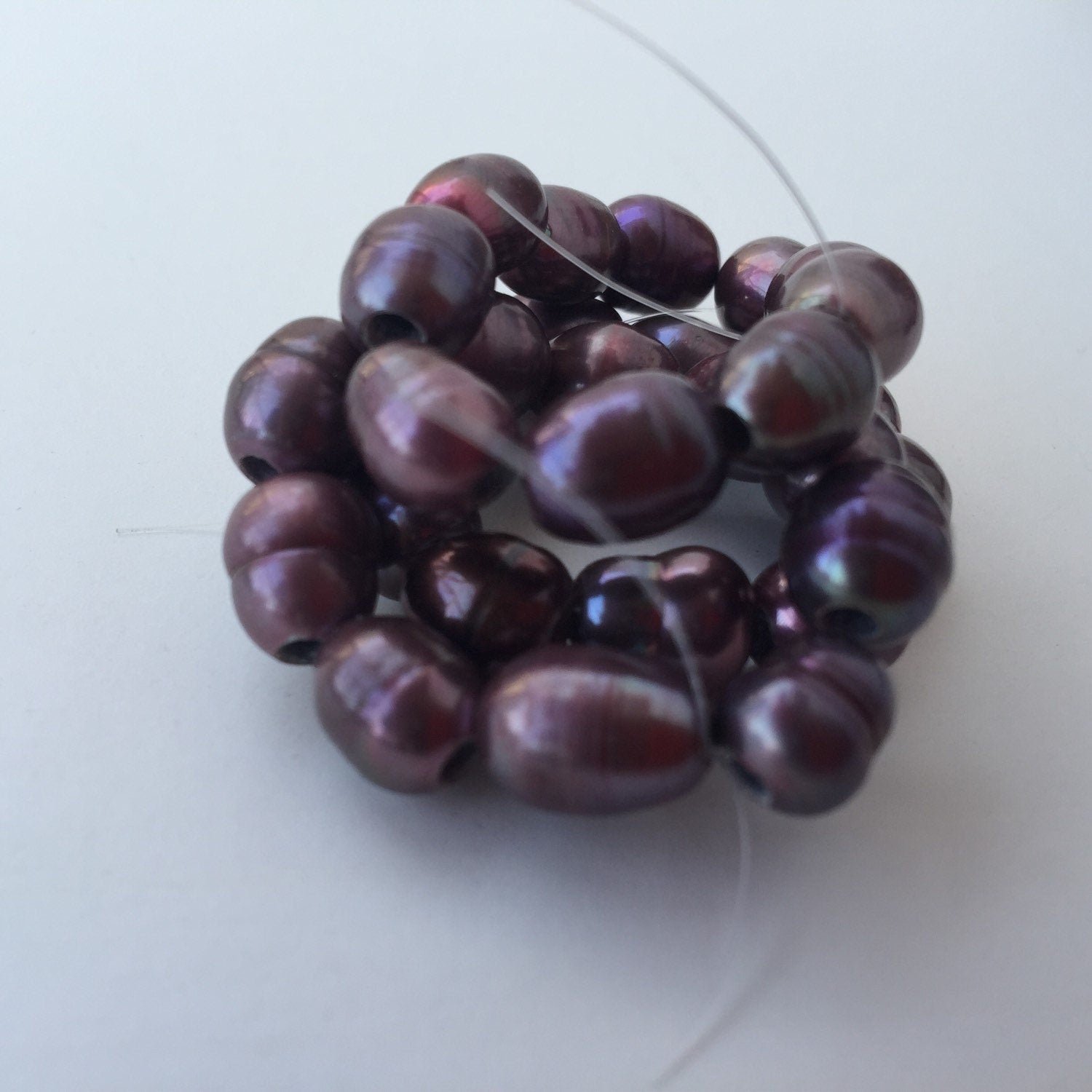 7-8mm X 9-10mm Large Hole Pearl Freshwater Pearls Baroque Rice Pearl vintage purple with 2.5mm hole 10 Pc #LH8052