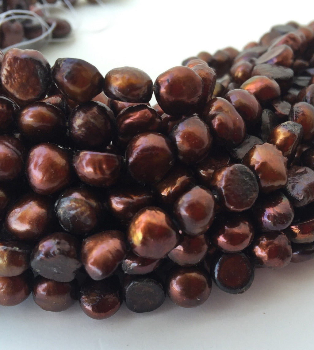 CLEARANCE SALE 8-9mm Corn Baroque Pearl Nugget Pearl Freshwater Pearl stunning dark copper brown, 15" full strand 50 pcs #CB6063