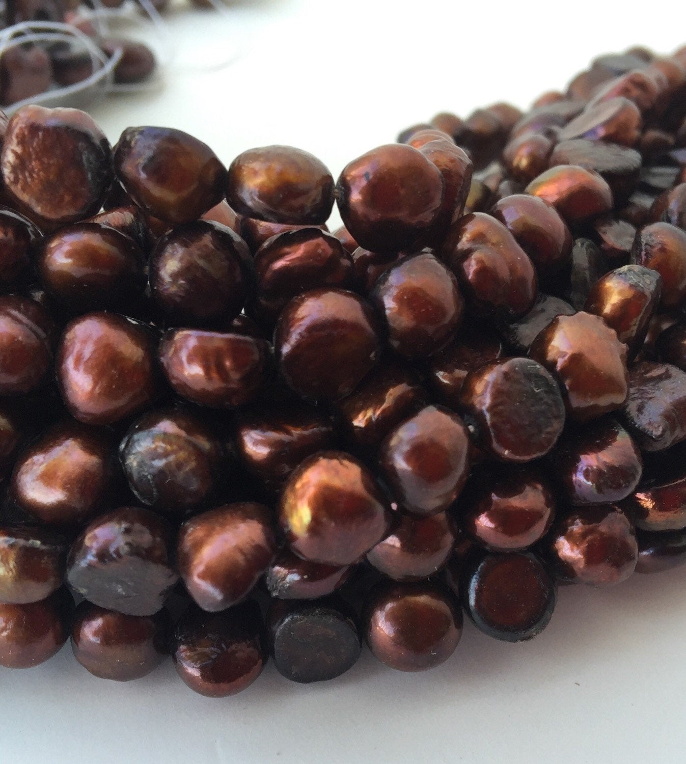 CLEARANCE SALE 8-9mm Corn Baroque Pearl Nugget Pearl Freshwater Pearl stunning dark copper brown, 15" full strand 50 pcs #CB6063