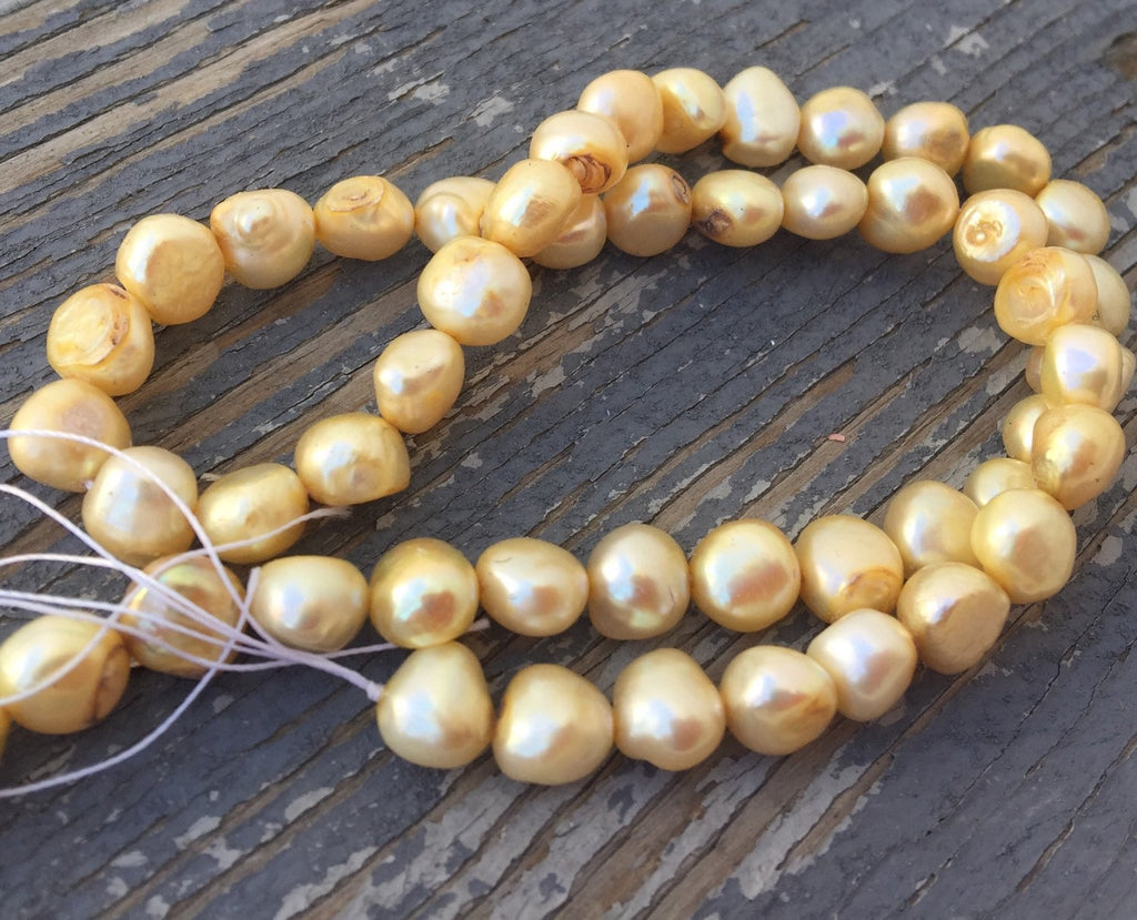 SALE Corn Pearl Baroque Pearl Freshwater Pearl yellow champagne 7-8mm, 15” full strand 45+ pcs #CB6058