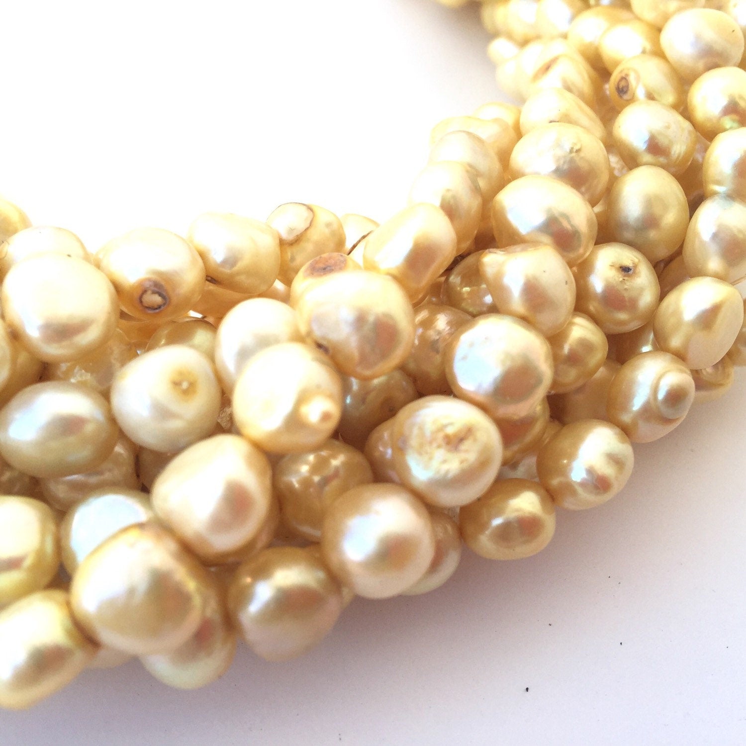 SALE Corn Pearl Baroque Pearl Freshwater Pearl yellow champagne 7-8mm, 15” full strand 45+ pcs #CB6058