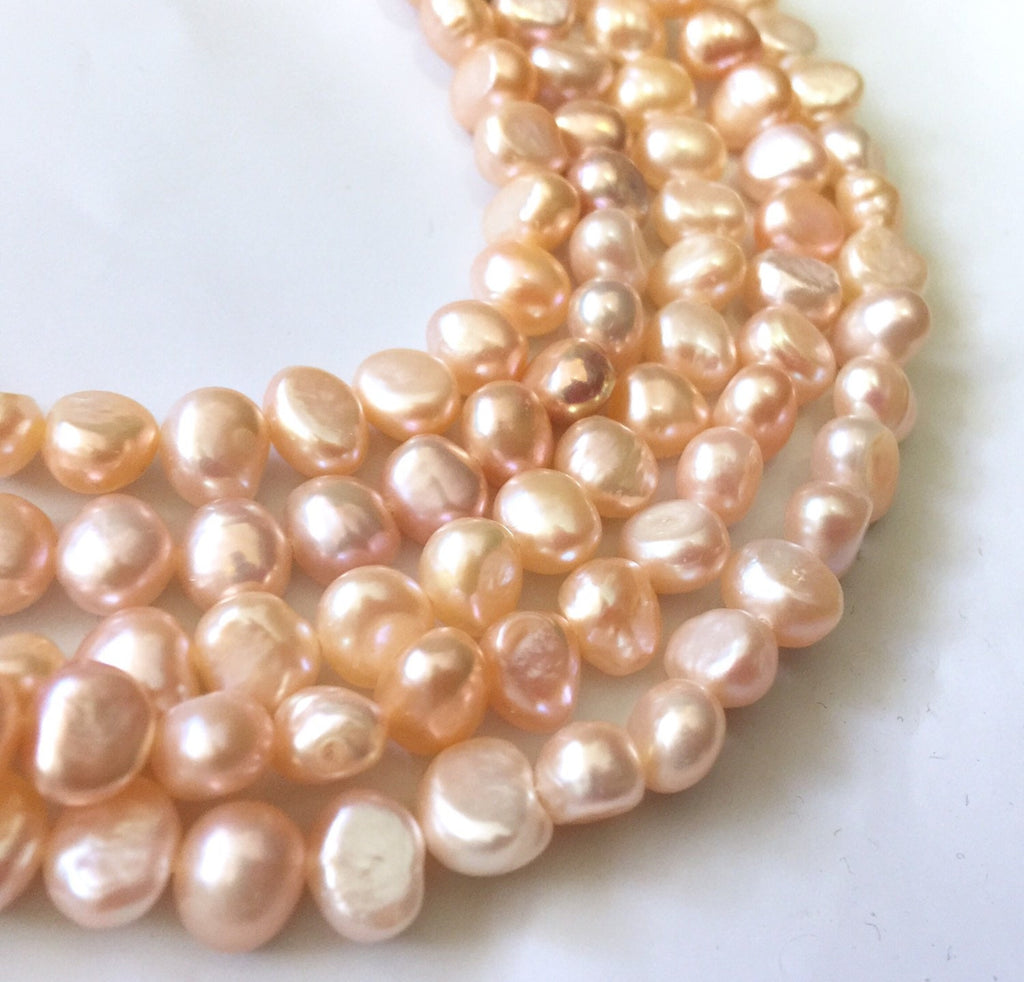 AA+ 7mm Corn Nugget Pearl Baroque Pearl Freshwater Pearl natural pink, 16'' full strand 50 pieces plus #CB6061