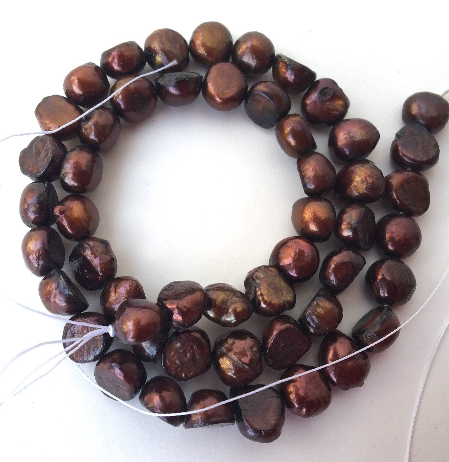 CLEARANCE SALE 8-9mm Corn Baroque Pearl Nugget Pearl Freshwater Pearl stunning dark copper brown, 15" full strand 50 pcs #CB6063