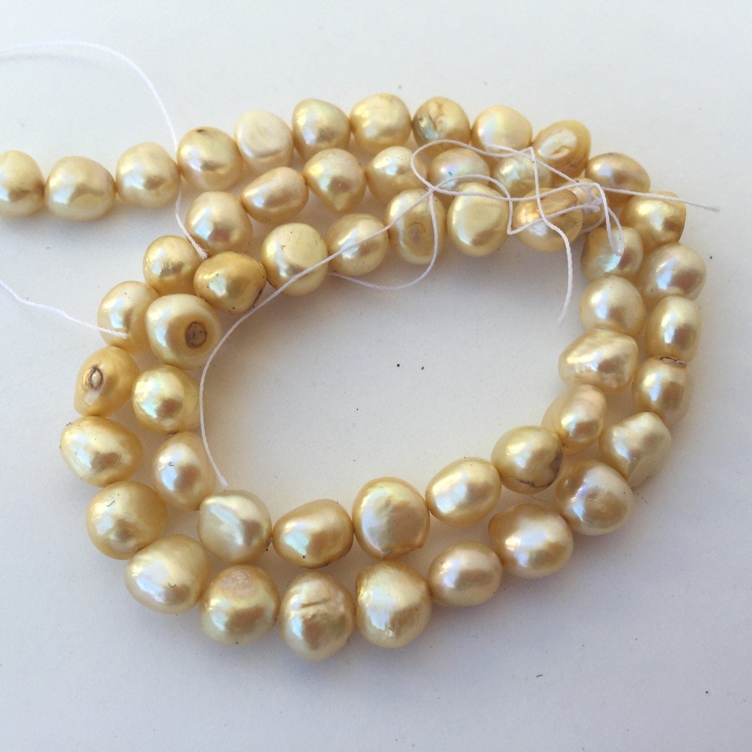 SALE Corn Pearl Baroque Pearl Freshwater Pearl yellow champagne 7-8mm, 15” full strand 45+ pcs #CB6058