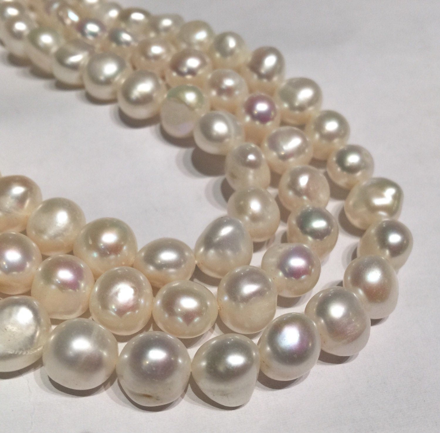 AA+ 9-10mm Baroque  Freshwater pearl Corn Pearl Ivory White nugget pearl  16'' full strand 40 pieces New Arrival SALE #BA4103