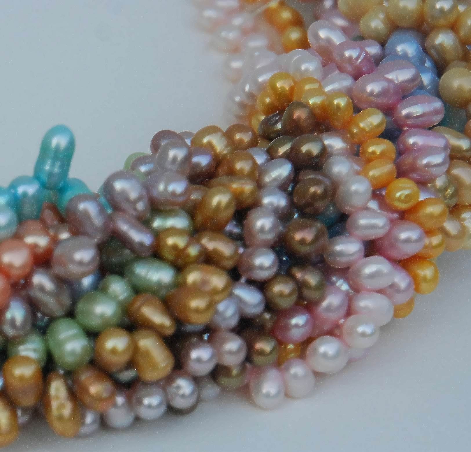 AA 5X7mm Top Drilled Dancing Freshwater Pearl, aqua blue briolette tear drop pearl beads full strand 100+pc Loose pearl WHOLSALE