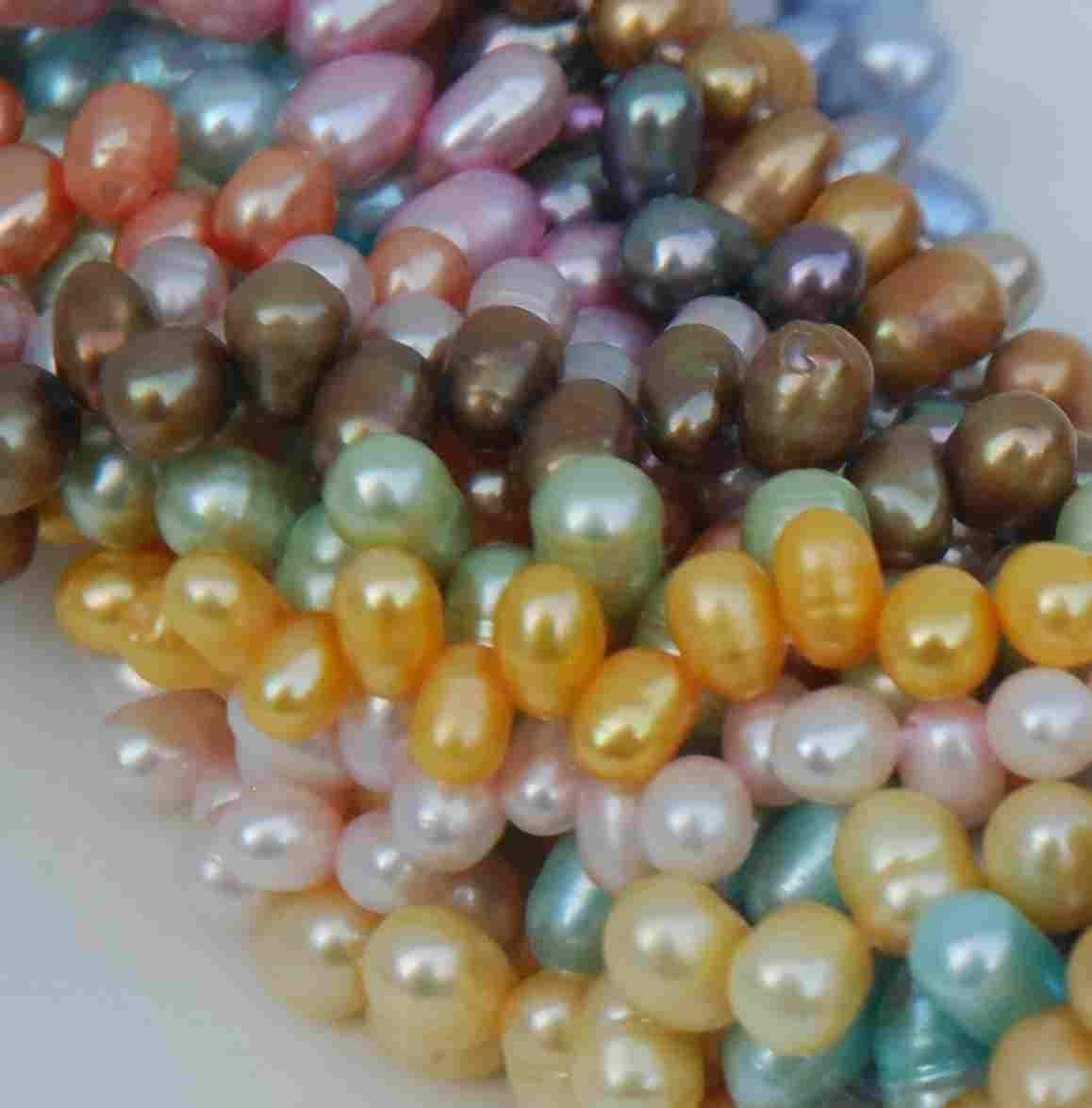 AA 5X7mm Top Drilled Dancing Freshwater Pearl, aqua blue briolette tear drop pearl beads full strand 100+pc Loose pearl WHOLSALE
