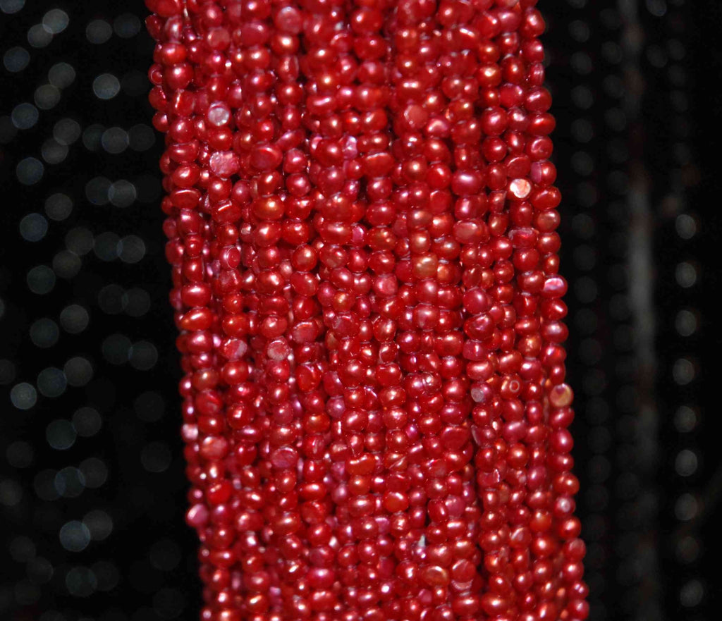 AAA 3-4mm Seed Pearl Corn nugget Freshwater Pearl red Carmine pearl beads --15.5 inches full strand 105 plus pc #SD71002  New SALE