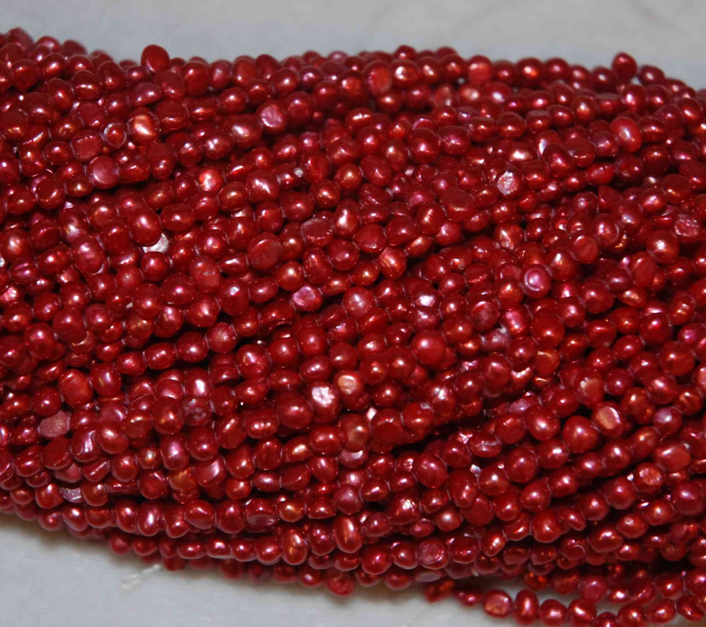 AAA 3-4mm Seed Pearl Corn nugget Freshwater Pearl red Carmine pearl beads --15.5 inches full strand 105 plus pc #SD71002  New SALE