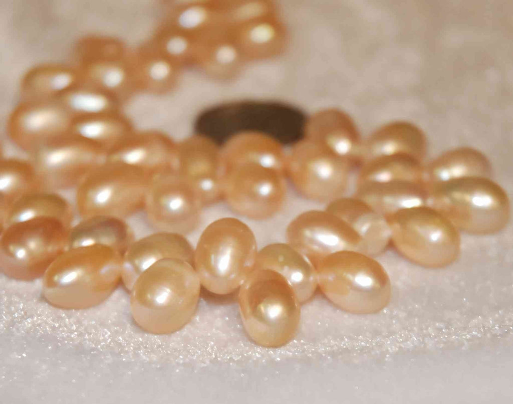 Top Drilled Dancing Pearl Freshwater Pearl 11mmX8mm Large Natural Peach, 15 inches Full strand top drilled BRIOLETTE  pearl